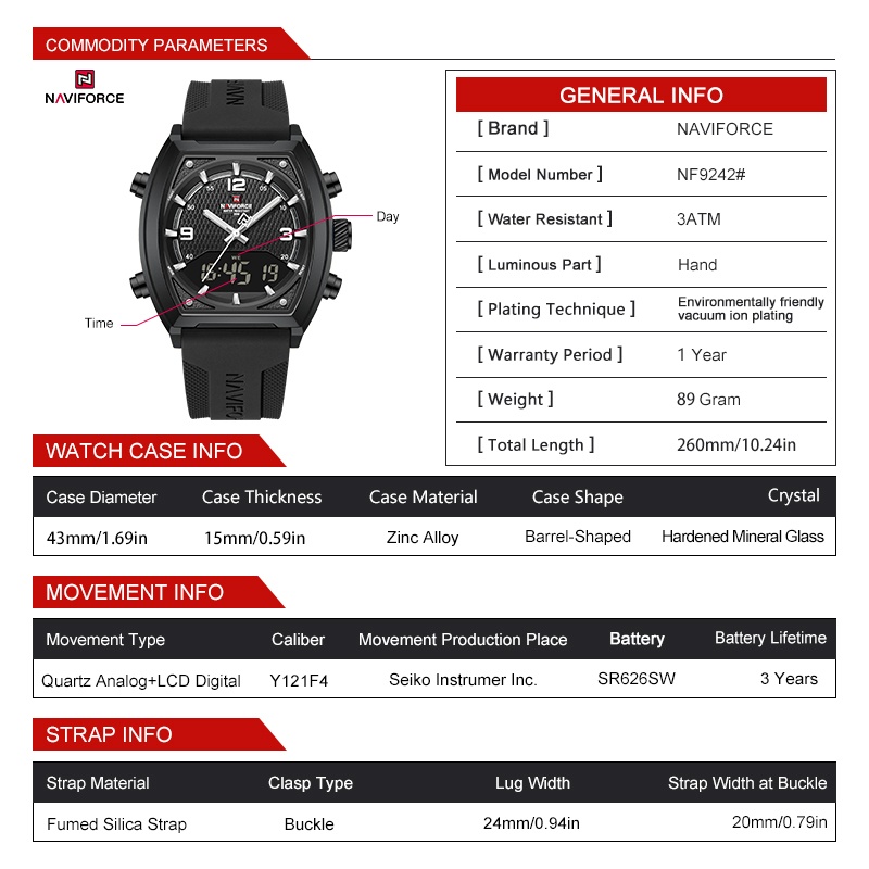 Мужские часы NAVIFORCE с двойн – обзор и цена Watch Display Box